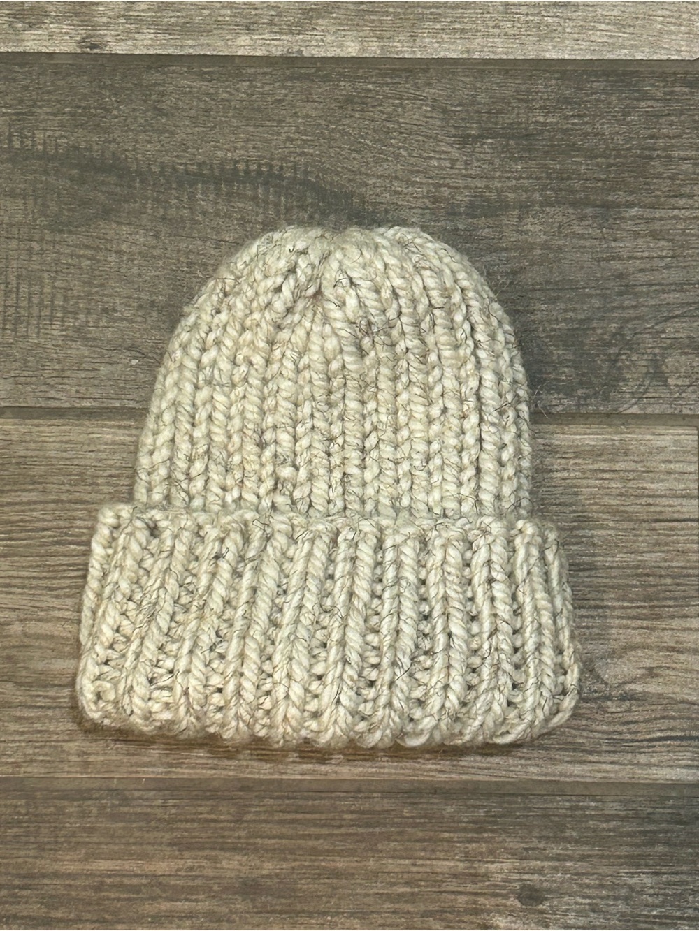 Handmade Unisex Cozy Wheat Knit Wool Blend Chunky Beanie 12” NEW